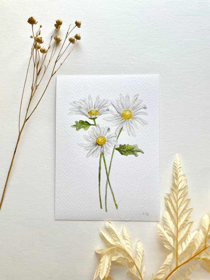 Kunstdruck, Gänseblümchen, April, Geburt, Blume für den Großhandel von Ellen Schaefer Art