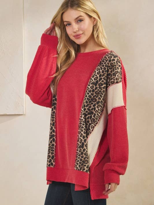 HEIMISH - Wholesale Tunic - Women's - ET7988-12 LONG SLEEVE COLOR BLOCK ANIMAL TOP8