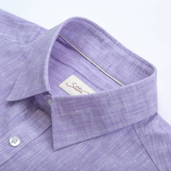 Stitch Note - Wholesale Button Down Shirt - Men's - Pocket Melange Linen Long Sleeve Shirt