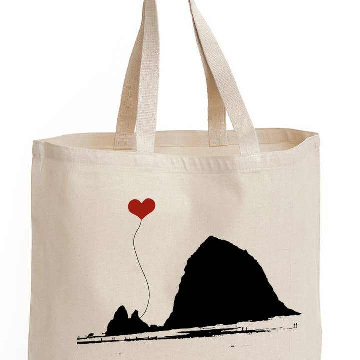 Haystack Rock Oregon Coast heavyweight tote bag for wholesale by noteify