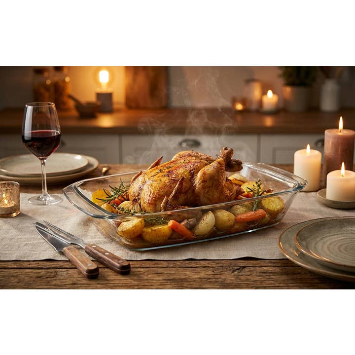 Kadra Kitchenware - Vendita all'ingrosso Pirofile - Simax - Tostiera rettangolare in vetro, 13,8 x 7,7 pollici/2,5 Qt1