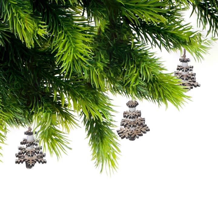 Multi Wooden Snowfalke Ornament Asstd for wholesale on Faire