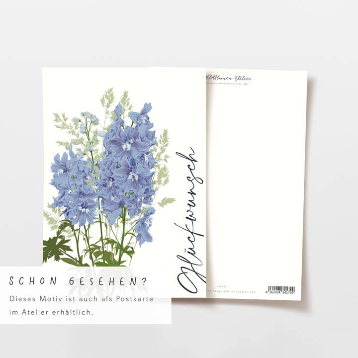Wildblumen Atelier - Wholesale Congratulations Card - Greeting card congratulations blue flowers, with envelope, FSC5