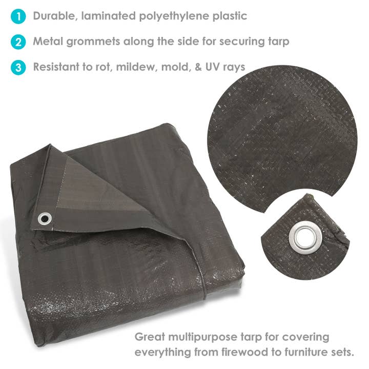 Sunnydaze Decor - Wholesale Tent - Multi-Purpose Tarp - Dark Gray - 12 ft x 16 ft - Set of 52