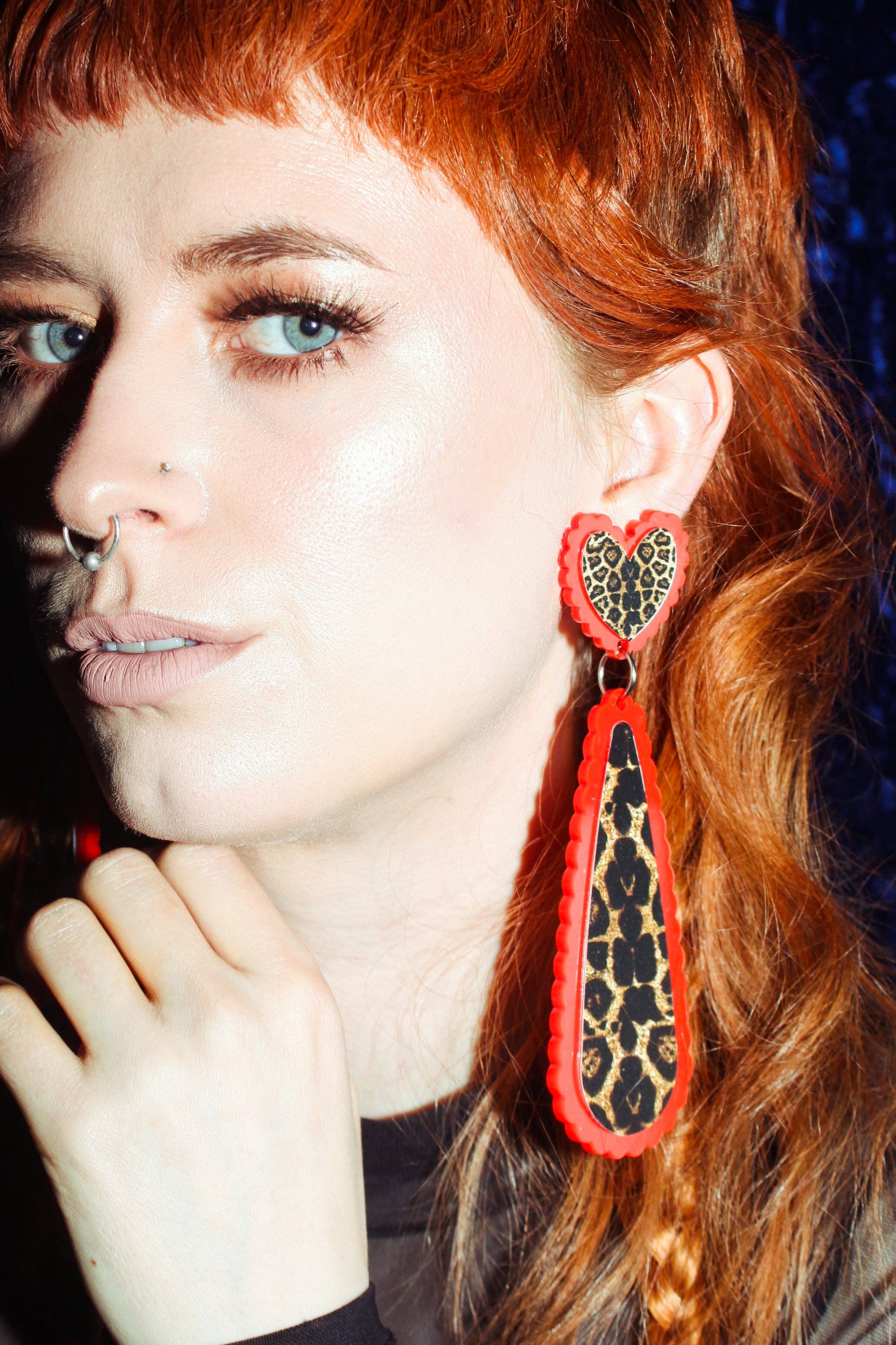 Fairly Odd Shop - Wholesale Dangle Earrings - Scalloped Drips - Leopard1