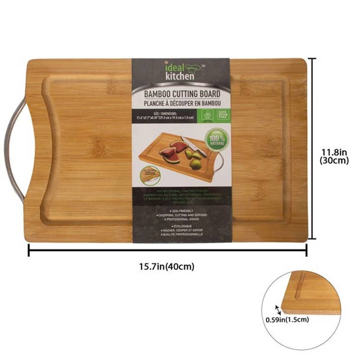Ideal Kitchen Large Bamboo Cutting Board with Handle for wholesale by Deluxe Import Trading