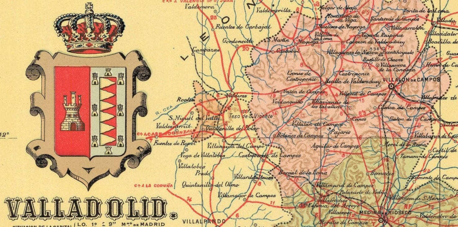 OldCityPrints - Old Maps and Posters - Wholesale Art Print - Old Map of Valladolid Region 1900 Spain Espana | Vintage Map Wall Art Print3