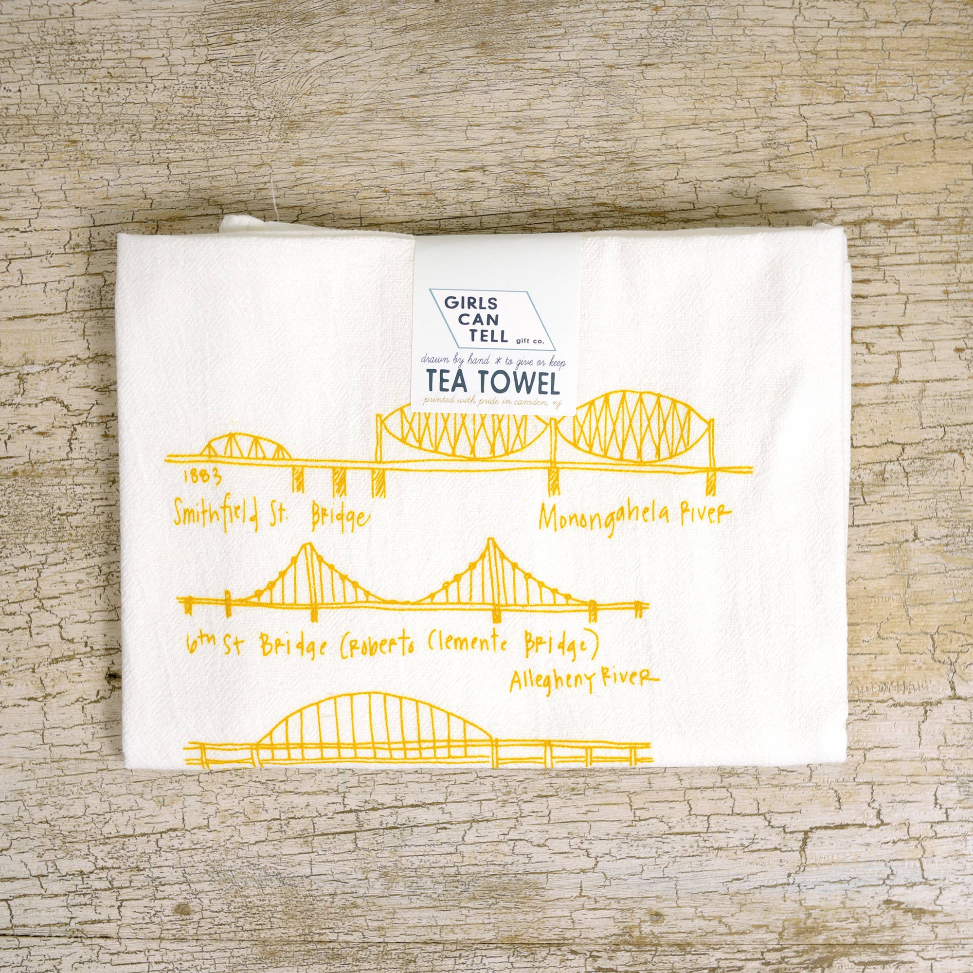 Girls Can Tell - Wholesale Tea Towel - Pittsburgh Bridges Tea Towel | kitchen | flour sack | dish