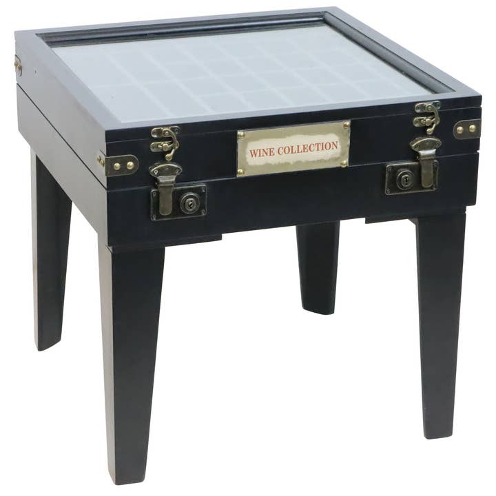 Mesa auxiliar Wine Collection de madera, vidrio y metal para venta al por mayor de HOFF-INTERIEUR