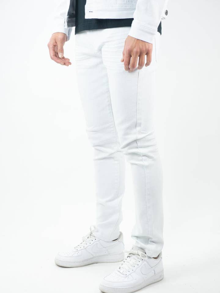 Pantalon Skinny en Twill Coloré 621 - Blanc pour la vente par Rebel Minds