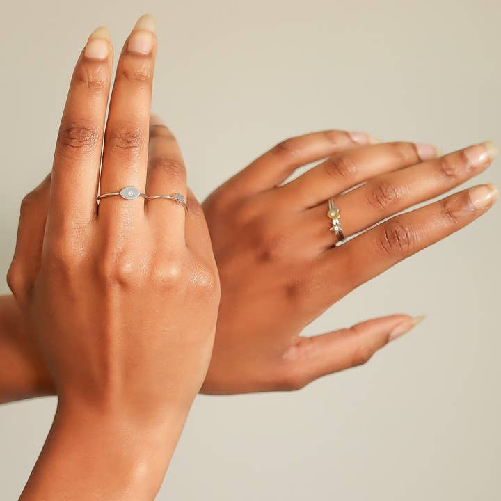 WJW - Wholesale Band/Stacked Ring - 18K Gold PVD Stainless Steel Four Leaf Clover Stacking Ring4