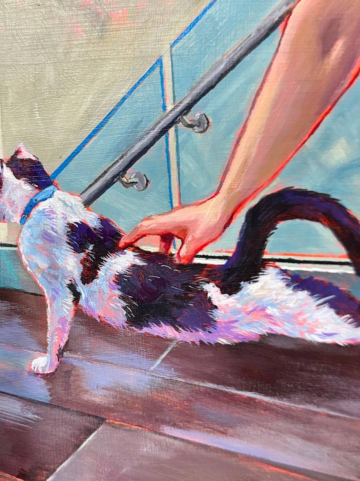 Funny Cow Cat Print: Big Stretch Black and White Cat Poster for wholesale by mohrdoesart