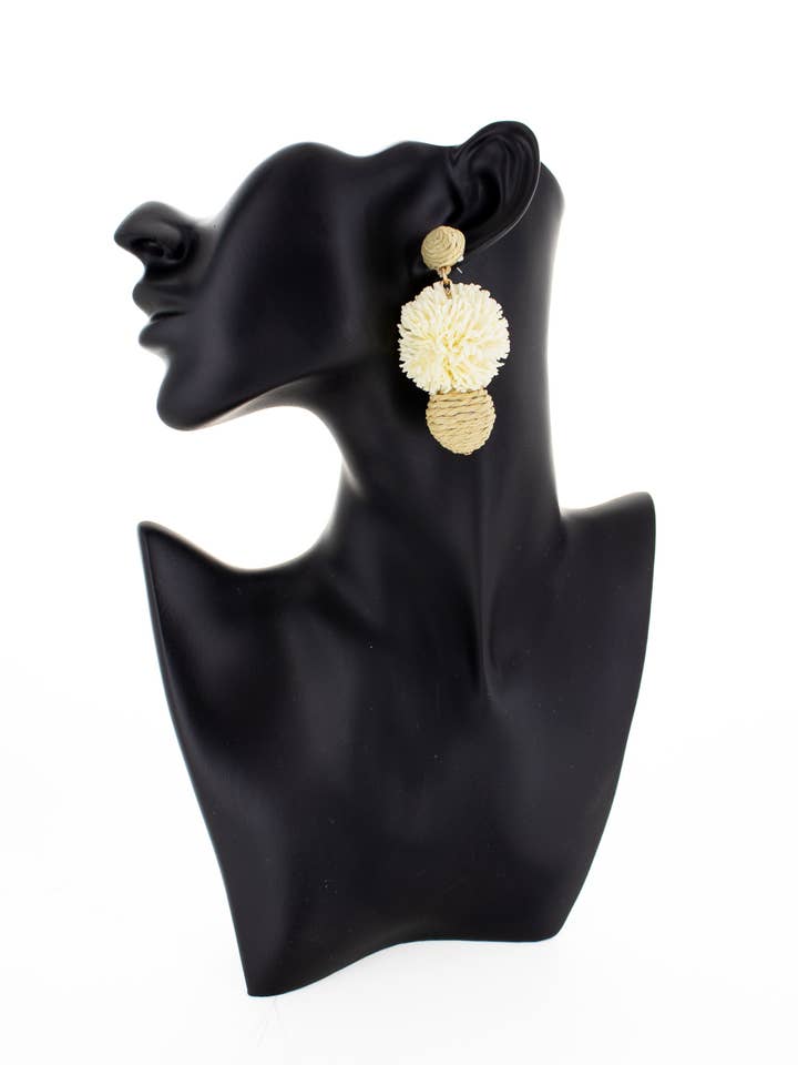 Kira Earrings - Raffia, Straw, Handmade, Statement, Colorful for wholesale by Rush Style