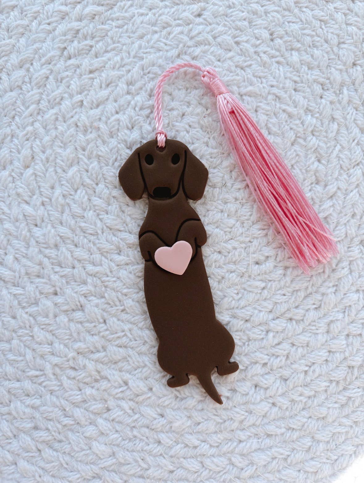Bayside Clay - Wholesale Bookmark - Dachshund Heart Clay Bookmark | Bookish1