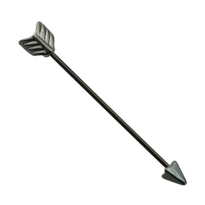 316L SURGICAL STEEL INDUSTRIAL BARBELL GOLD PLATED ARROW for wholesale by CRAVE