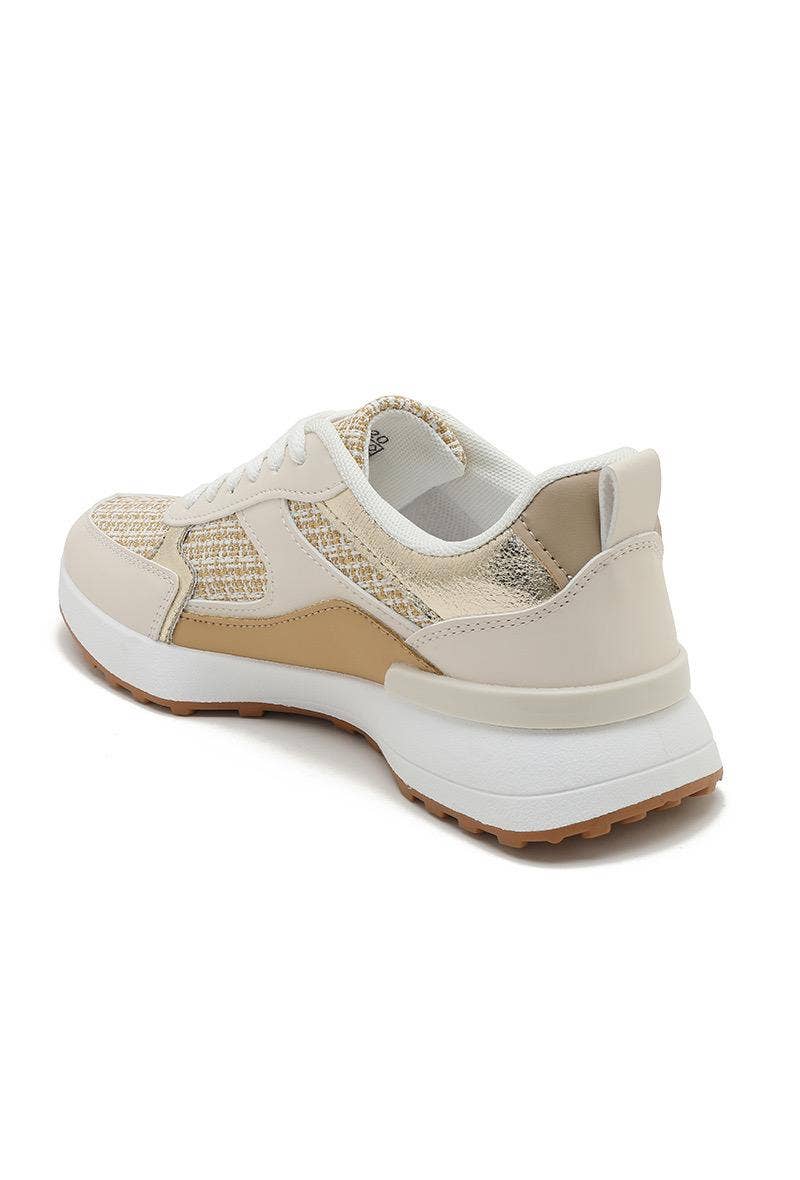 No Doubt Shoes – wholesale Lifestyle trainers – Women′s – ROUND TOE SIDE PATCH DETAILED LACE UP CHUNKY SNEAKERS 10