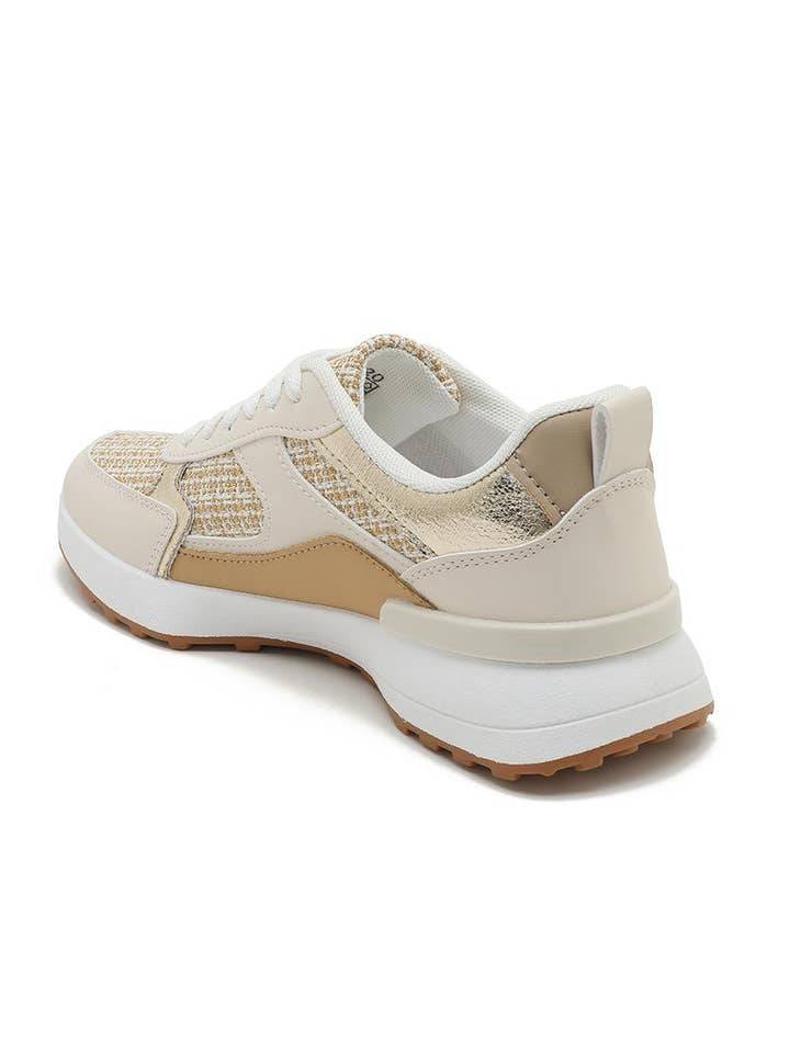 No Doubt Shoes – wholesale Lifestyle trainers – Women′s – ROUND TOE SIDE PATCH DETAILED LACE UP CHUNKY SNEAKERS 10