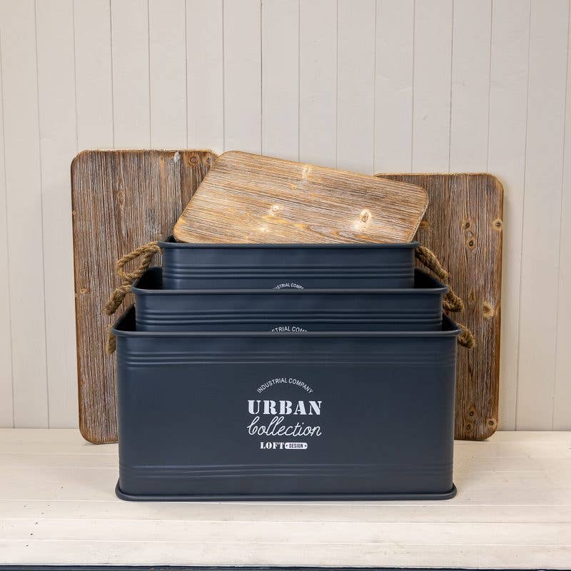 Satchville – wholesale Trunk – Set Of Three Grey Urban Rectangular Storage Containers2