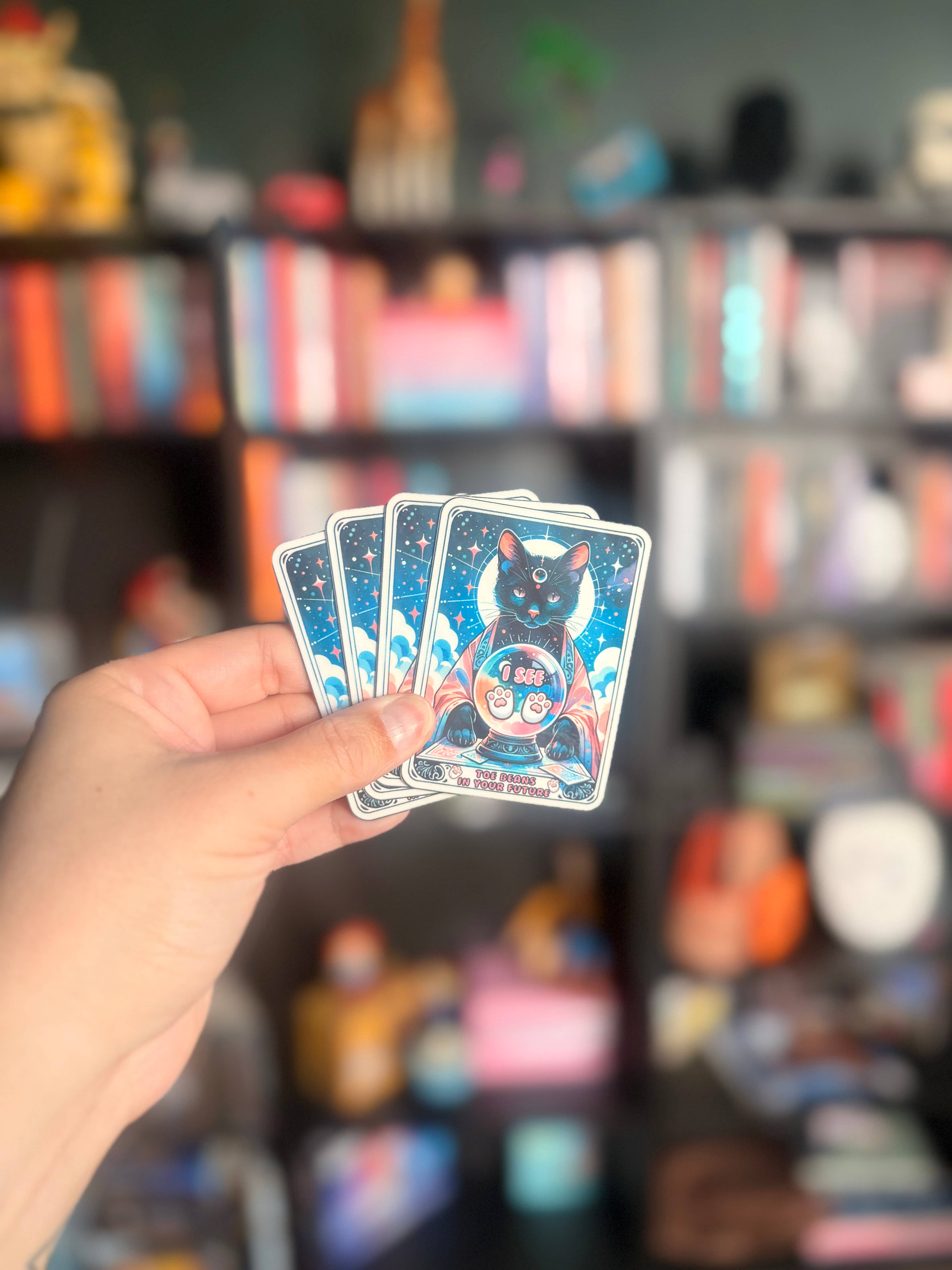 Ink & Omen - Wholesale Bookmark - Toe Beans Mystical Cat Tarot Bookmark | 2x3 Gloss0