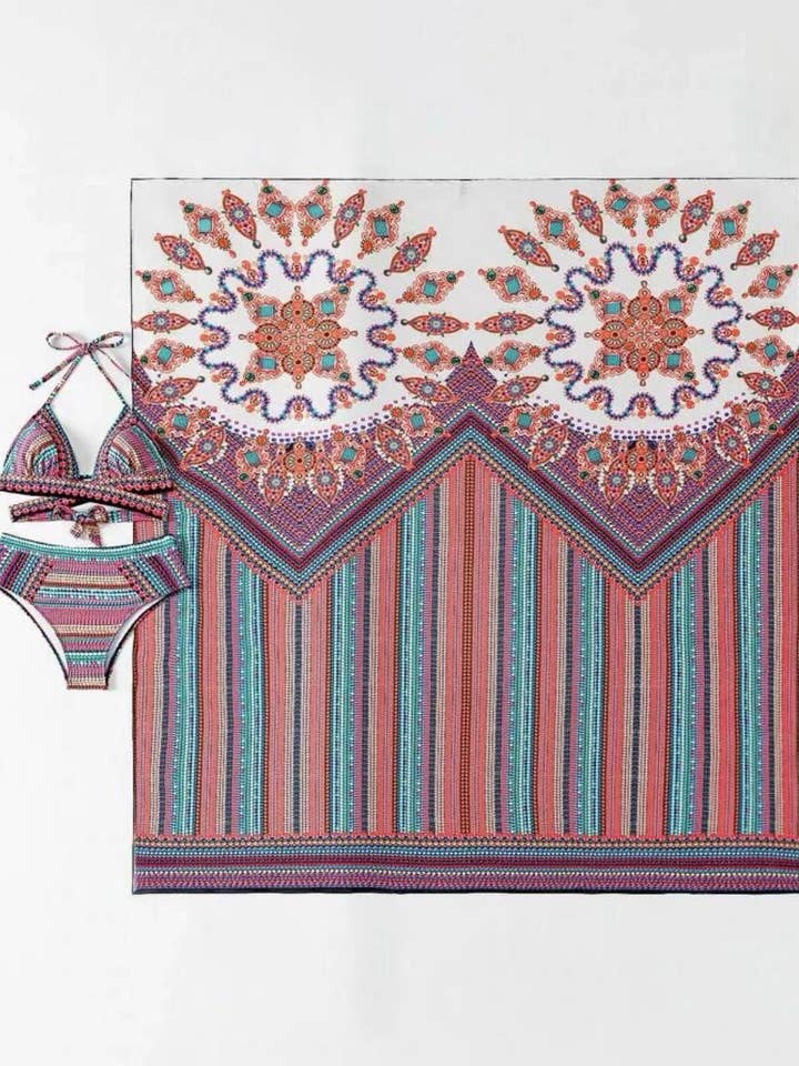 HIDDENBRAND - Wholesale Two Piece Swimsuit - Women's - Printed Three Piece Swimsuit Phi Sand Beach Swimsuit Bikini11