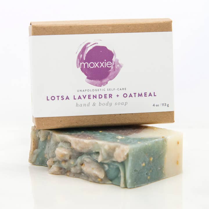 LOTSA LAVENDER + OATMEAL BAR SOAP for wholesale by Moxxie Essential Care