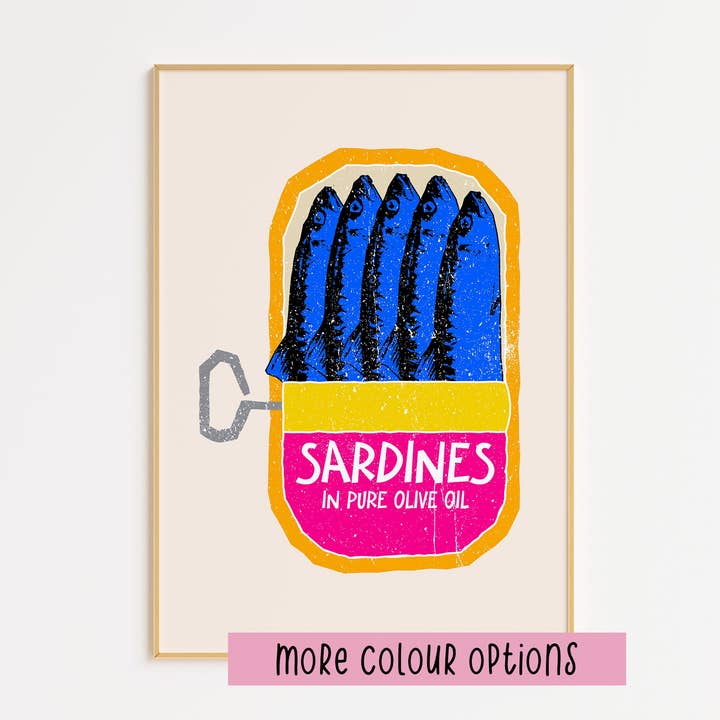 Pink Giraffe Print Co – wholesale Art print – Sardines Linocut Dupe Print