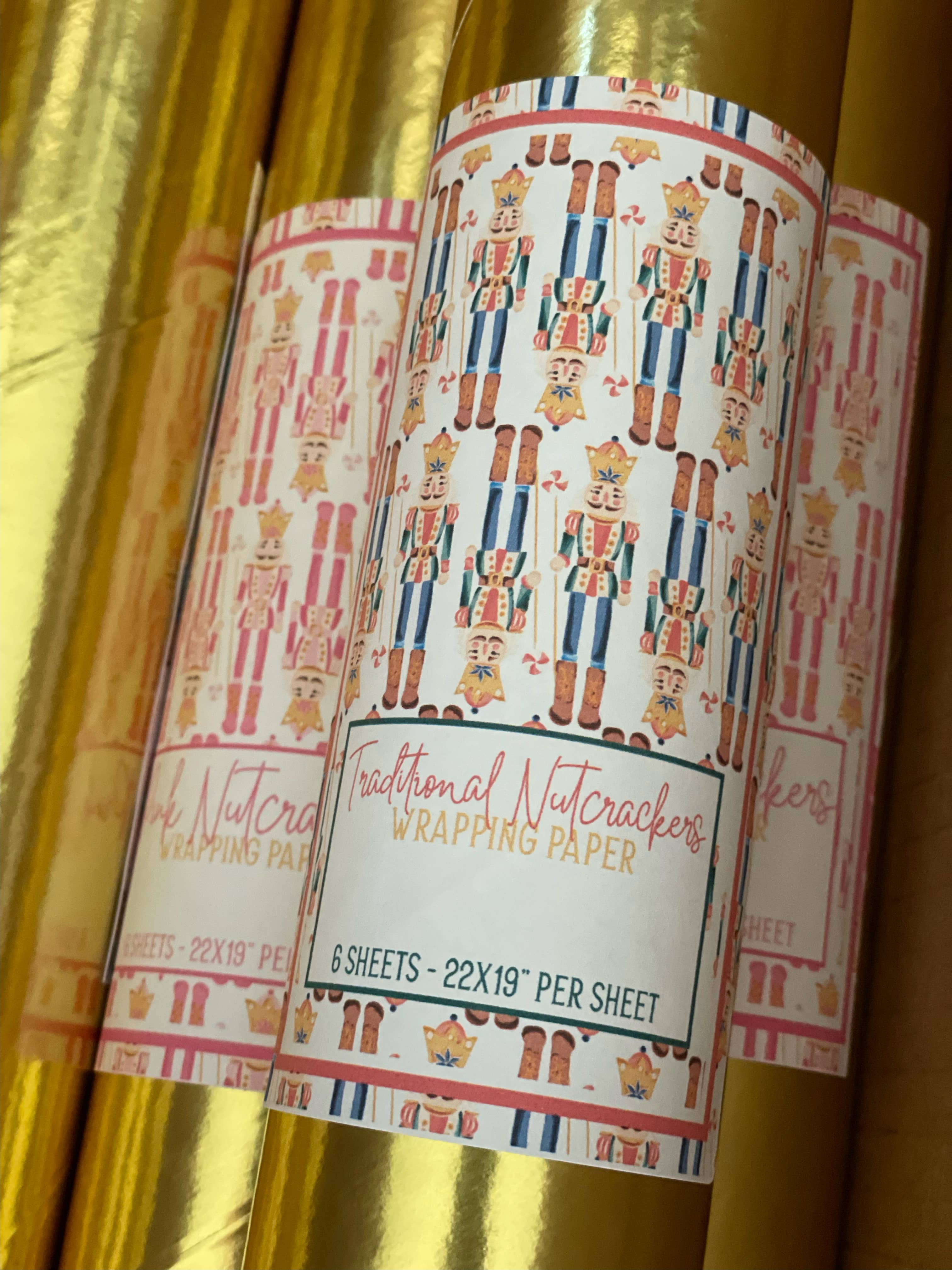 Pink House On River Road - Wholesale Flat Wrap - Nutcracker Christmas Holiday Gift Wrapping Paper7