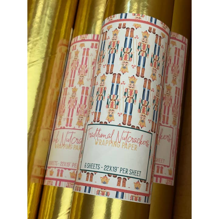Pink House On River Road - Wholesale Flat Wrap - Nutcracker Christmas Holiday Gift Wrapping Paper7