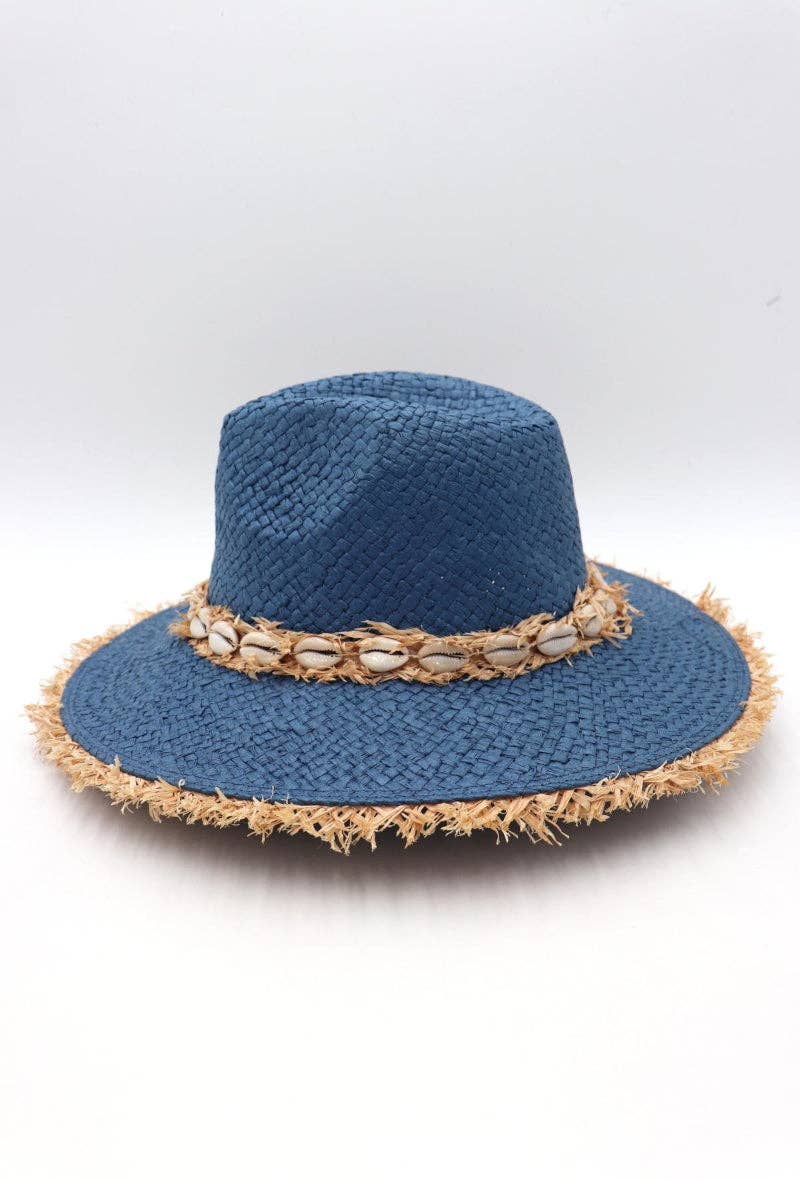 LIL' MOON - Venta al por mayor Sombrero de paja - Mujer - Sombrero con bordes deshilachados y conchas ajustable, talla única5