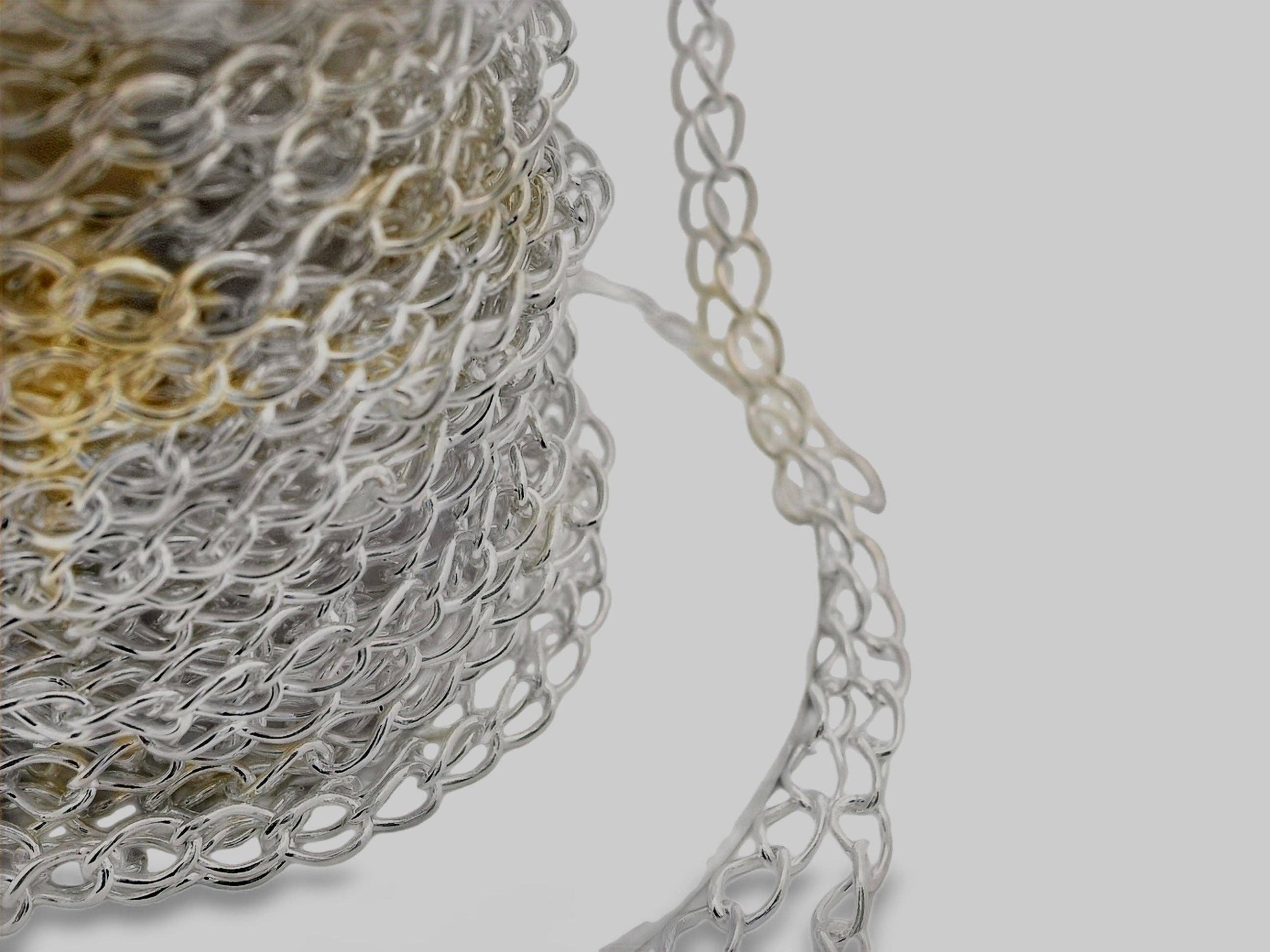 Purity Beads - Wholesale Craft Supplies - White Silver Long Curb Sterling Silver Chain Size :4.8X3mm | 1 Foot1