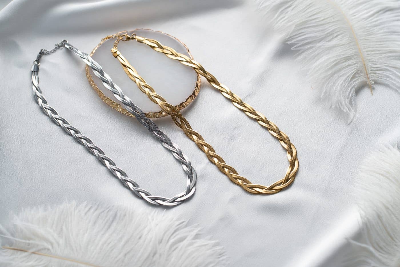 Goupi – Colar de elos e correntes por atacado – Corrente Trançada Aço Serpente Impermeável2