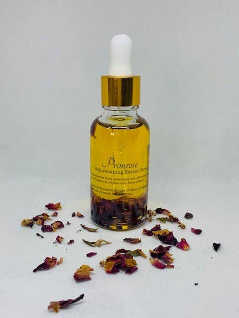 Sérum facial à la primevère et huile hydratante pour le visage à la rose pour la vente par Seven Pines Apothecary
