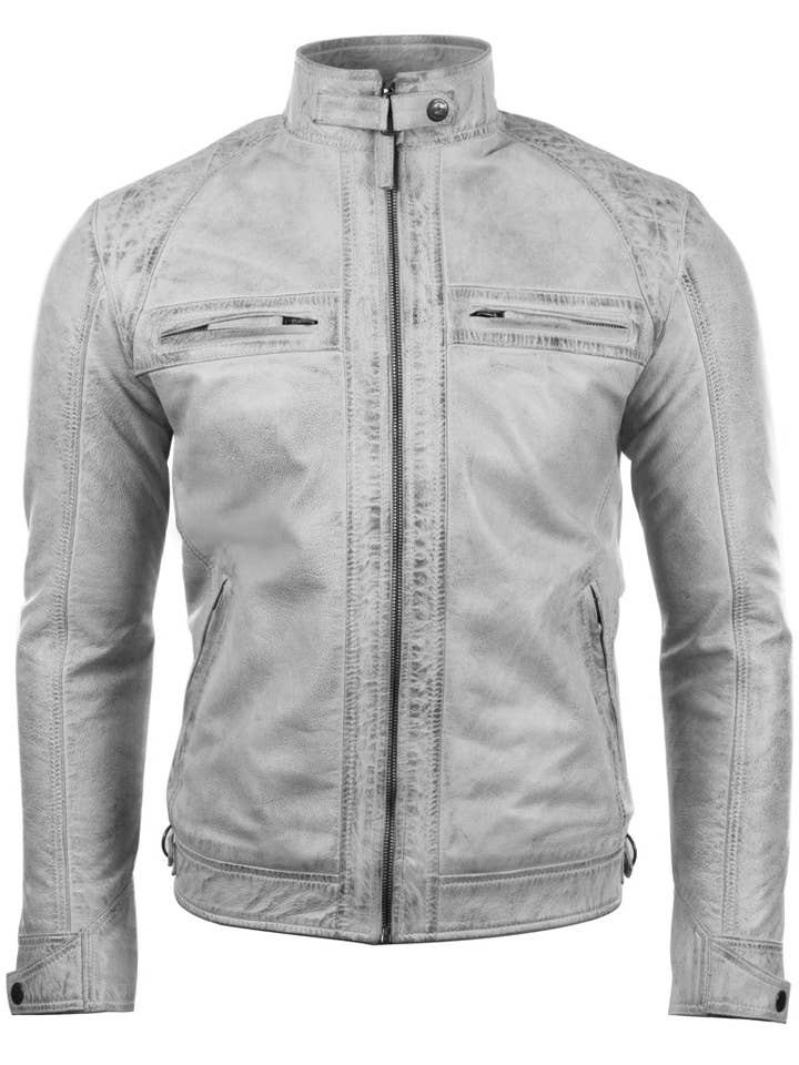 Aviatrix – Großhandel Lederjacke – Herren – 44T9 Bikerjacke für Herren - Dirty White
