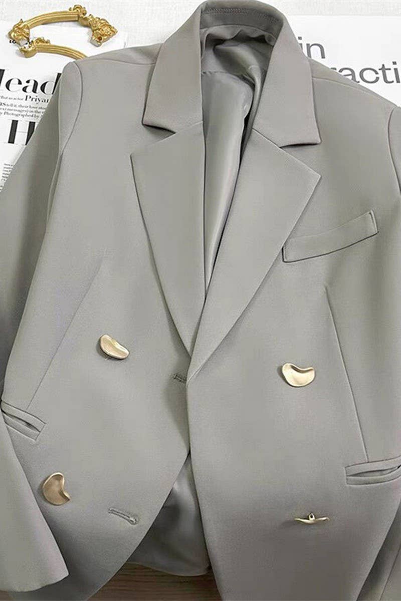 NINEXIS - Wholesale Blazer - Women's - CWOBL0138_SOLID COLOR METAL BUTTON LAPEL COMMUTER SUIT1