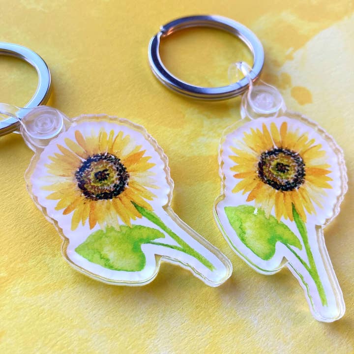 Llavero girasol para venta al por mayor de stickersbyjodi