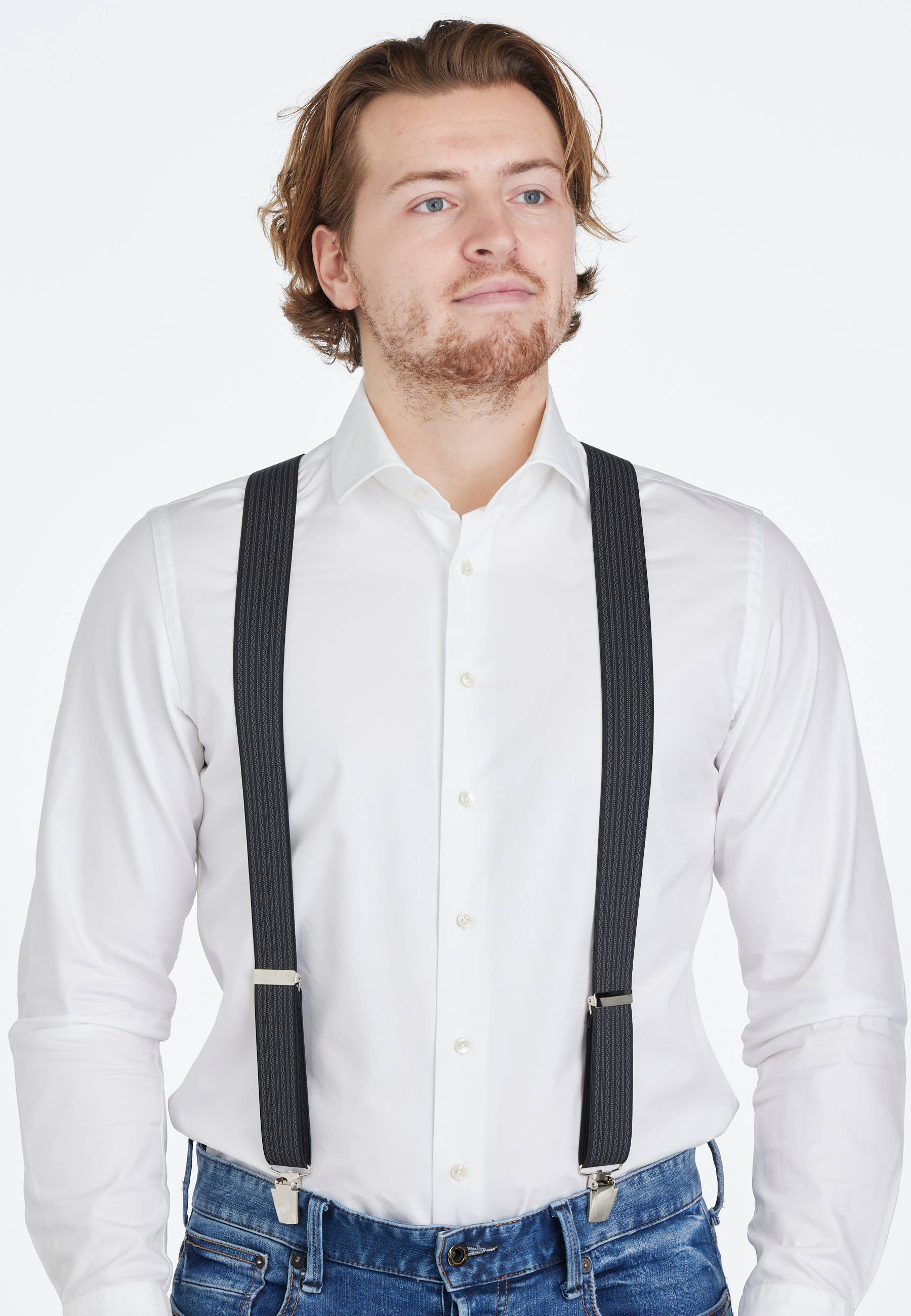 Pierre Mouton - Wholesale Suspenders - Unisex - Brace Pierre Paris Black 3 clips/140 cm | Handmade1