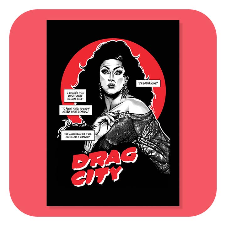 Drag City Ben DeLa Creme A4 Print for wholesale by Gilles Bone Illustrations