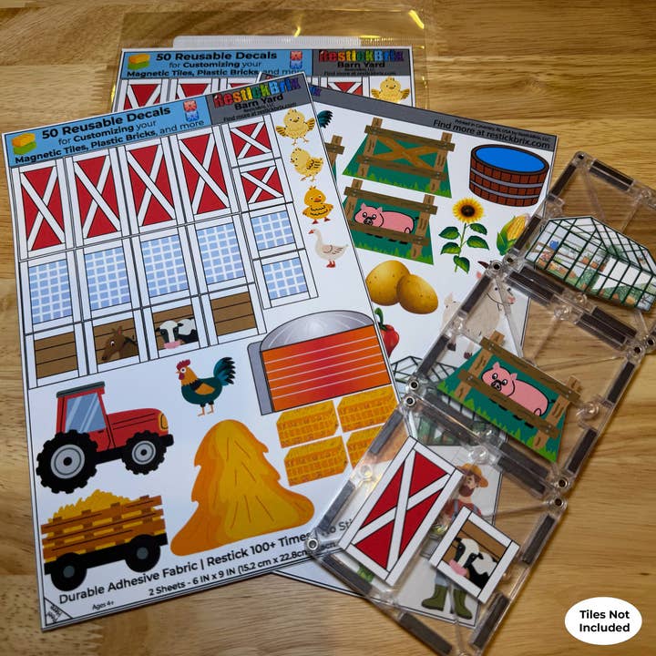 Reusable Decals for Magnetic Tiles & Bricks - Barn Yard for wholesale by RestickBrix