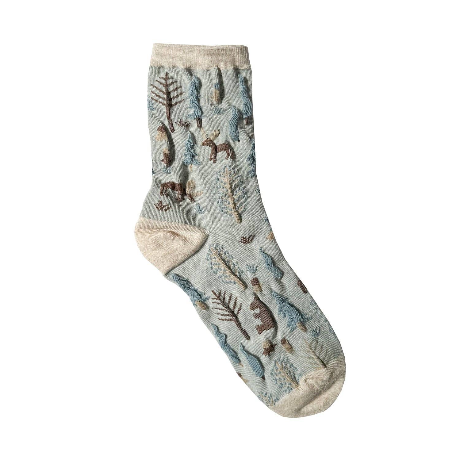 7DAYSSOCKS - Vente Chaussettes – femme - Chaussettes à motif broderie forêt Oulanka pour femmes10