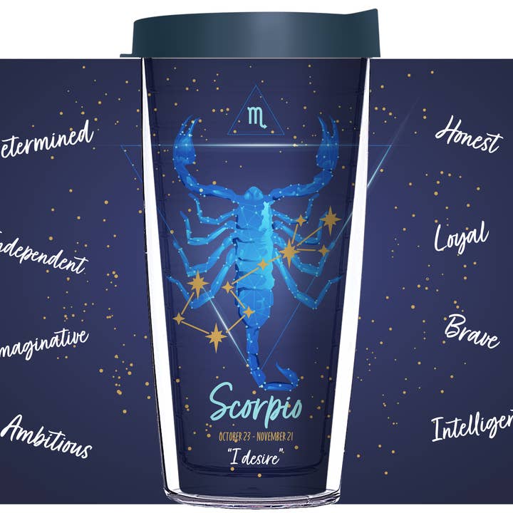 Scorpio Astrology on Blue Starfield Tumbler for wholesale by FREEHEART
