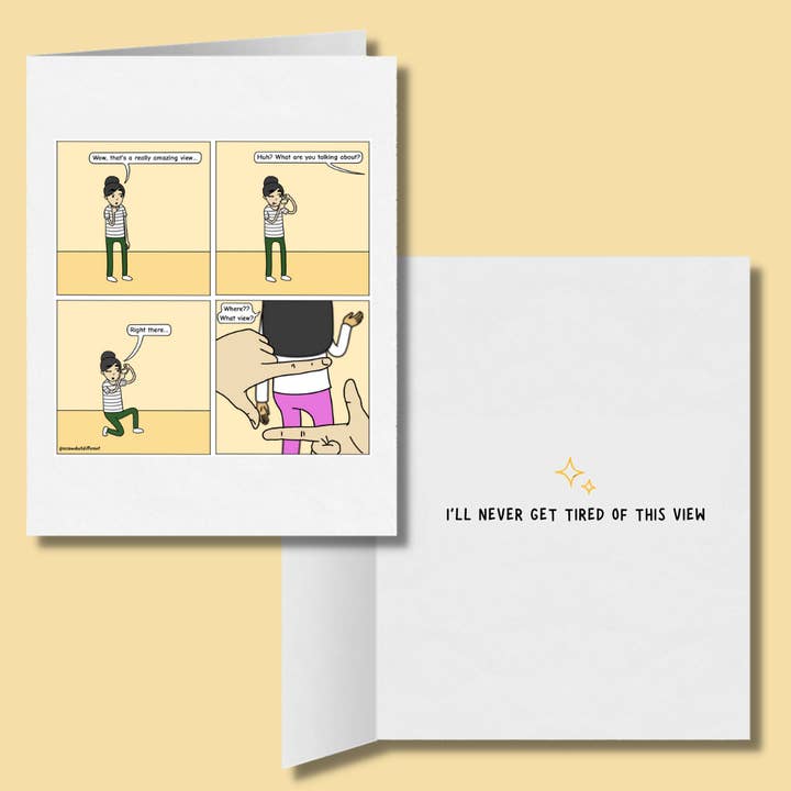 Jeg bliver aldrig træt af denne udsigt Sjov lesbisk LGBT-hilsen kort for engroshandel hos Sesame But Different