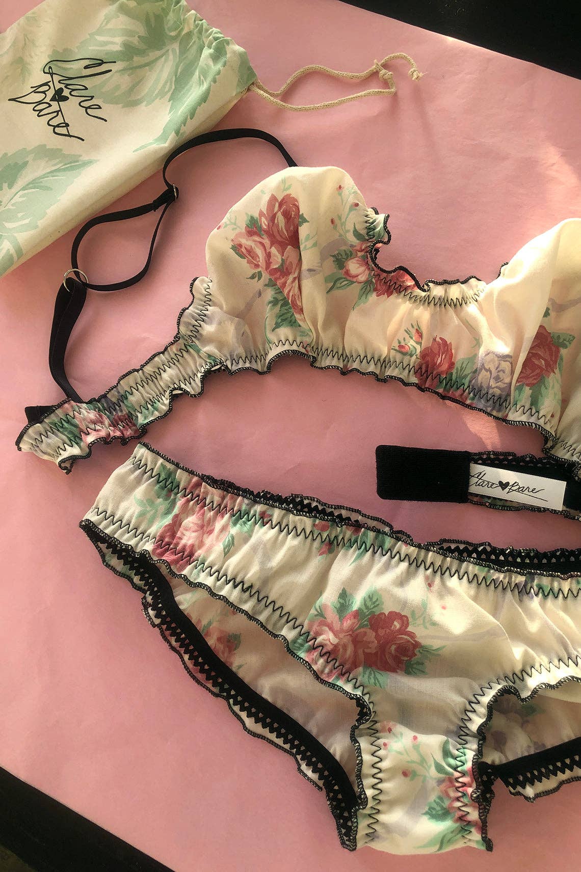 Clare Bare - Wholesale Lingerie Set - Women's - READY TO SHIP Mystery Print Oleander Bralette & Bloomer Set4