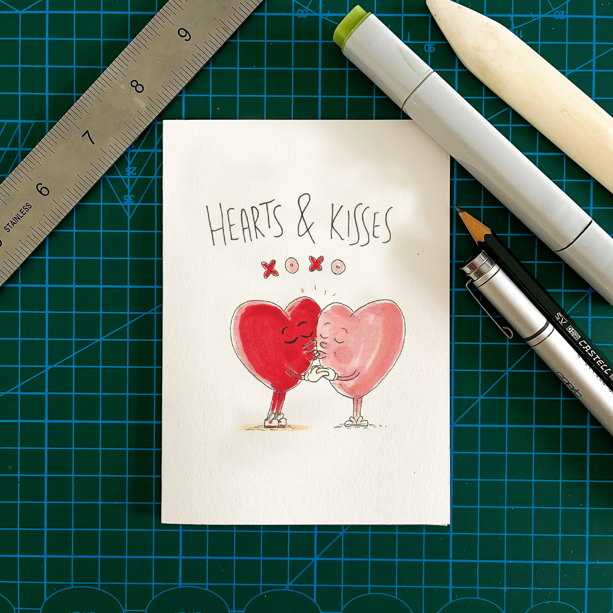 Well Drawn - Wholesale Valentine's Day Card - Hearts and Kisses2