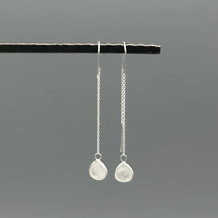 Something Silver - Wholesale Dangle Earrings - Silver Teardrop Stone Threaders
