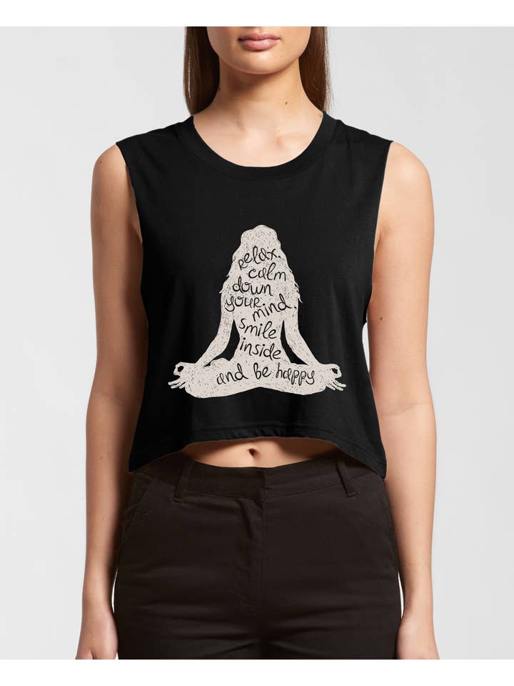 Pink Nabi - Wholesale Tank Top - Women's - Graphic crop tank top - Relax calm yoga