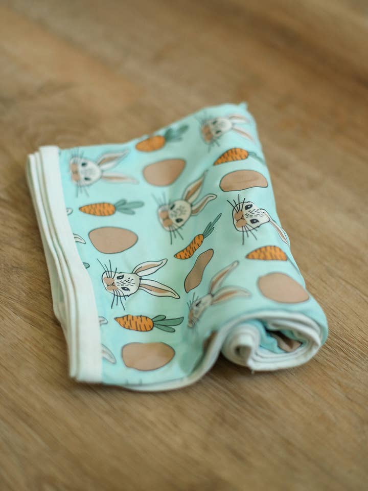 Blue Bunny Bamboo Swaddle Blanket for wholesale by Southern Slumber