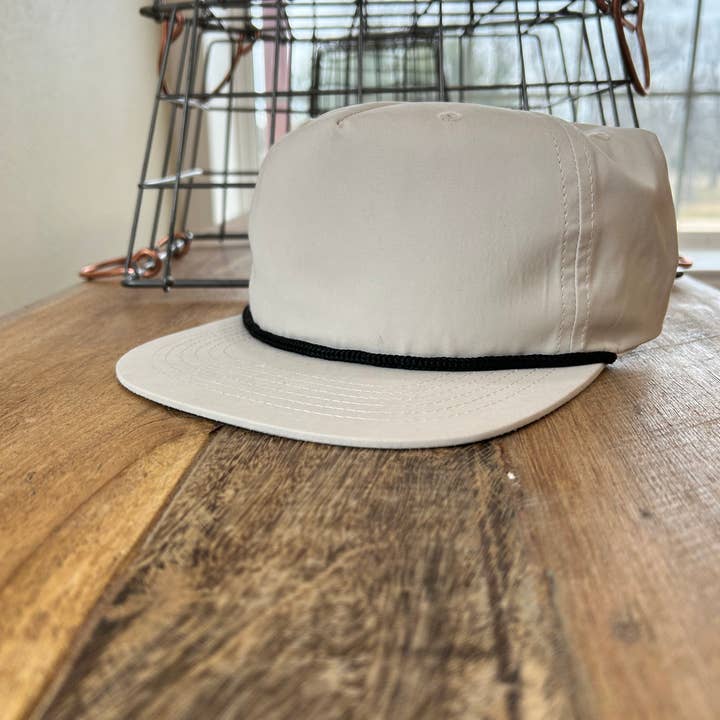 Vibes Hat Company - Wholesale Flat Brim Cap - Unisex - Vibes Retro Rope Hat- Khaki | Hat Bar | Blank Caps