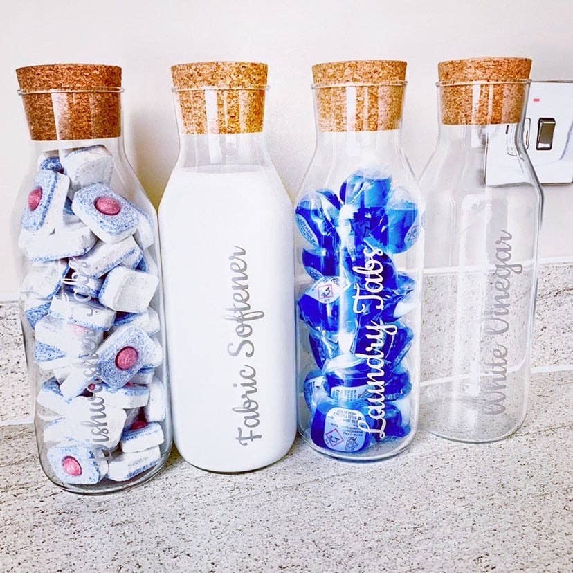 WinsterCreations™ – wholesale Jar – Personalised Custom Any Wording Clear Glass Cork Storage Laundry Jar Bottle Sticker Label For 1L Bottle (No Bottle Included)9