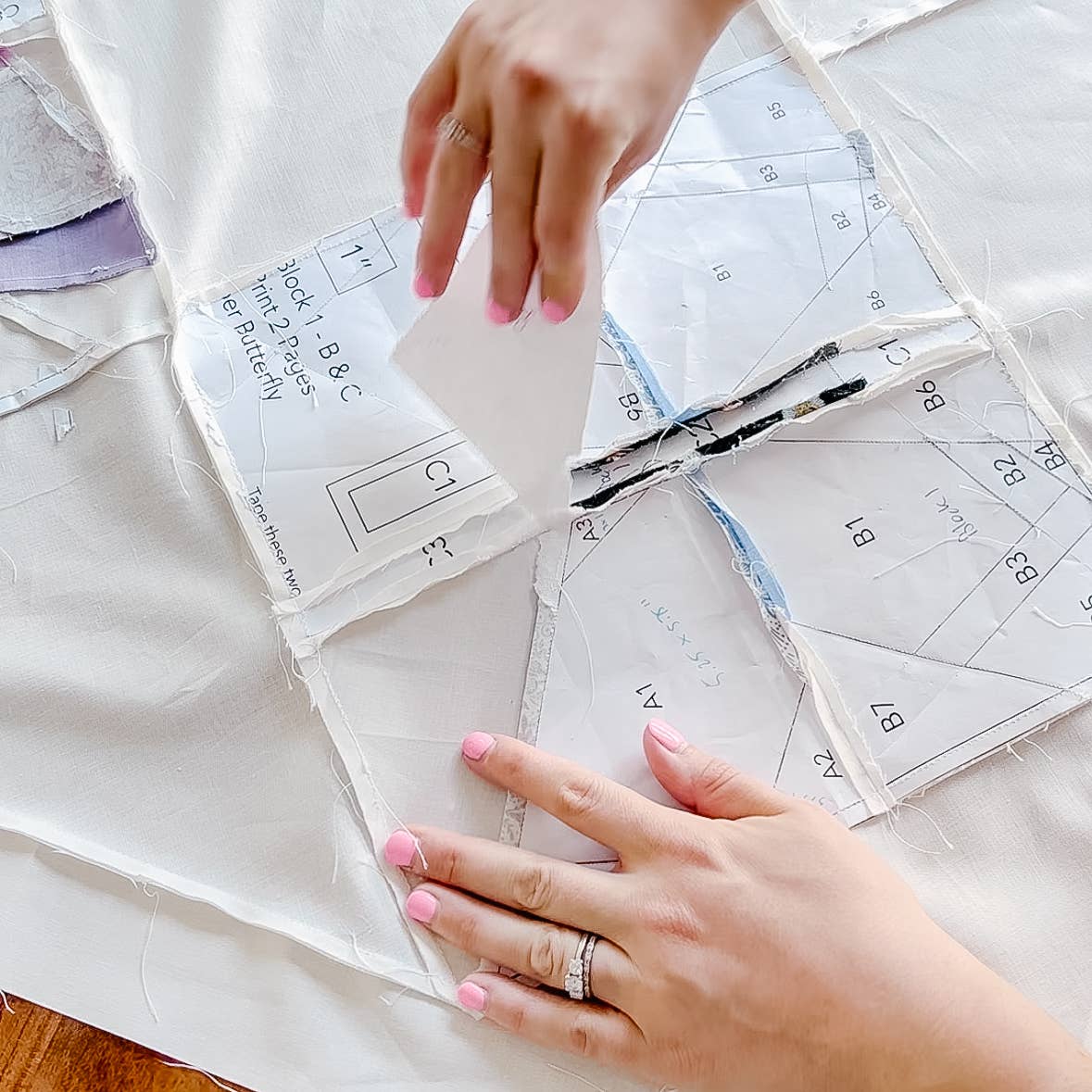 Aurora + Holly - Wholesale Knutselnaai-set - Vlinder Quiltpatroon1