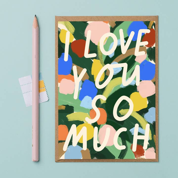 Love you so much friendship card valentines day card for wholesale by Letterbox Lane